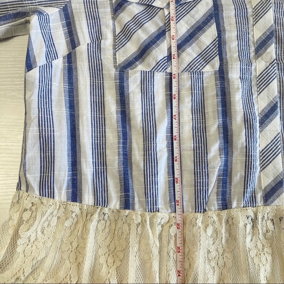 NWOT Tassels N Lace Blue Striped Button Down Tunic - Picture 7 of 9